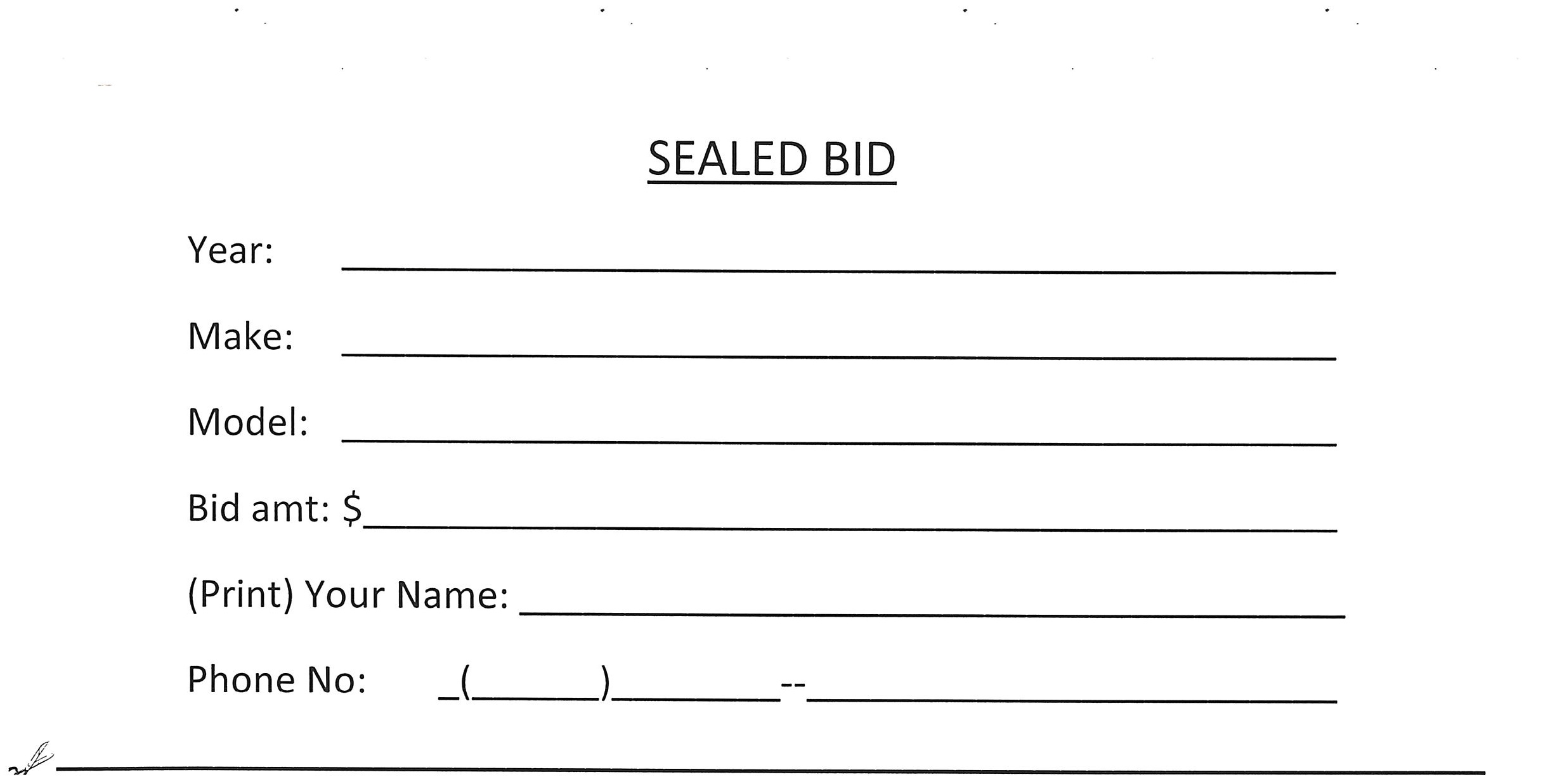 Printable Sealed Bid Form Template - Printable Templates Free